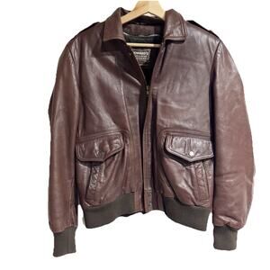 Howard’s Exclusive Leather 38R Brown Leather Bomber Aviator Jacket